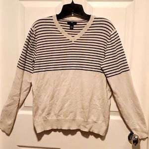 GAP V-Neck Cream Stripes Men's Pullover Sweater - Size XS